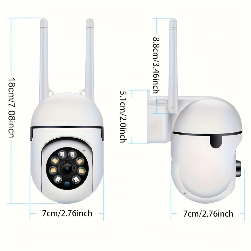 Ease Life APP Wireless 1080P HD Indoor/Outdoor WiFi Security Camera, Color Night Vision, 2-Way Audio, 360° Black Y108