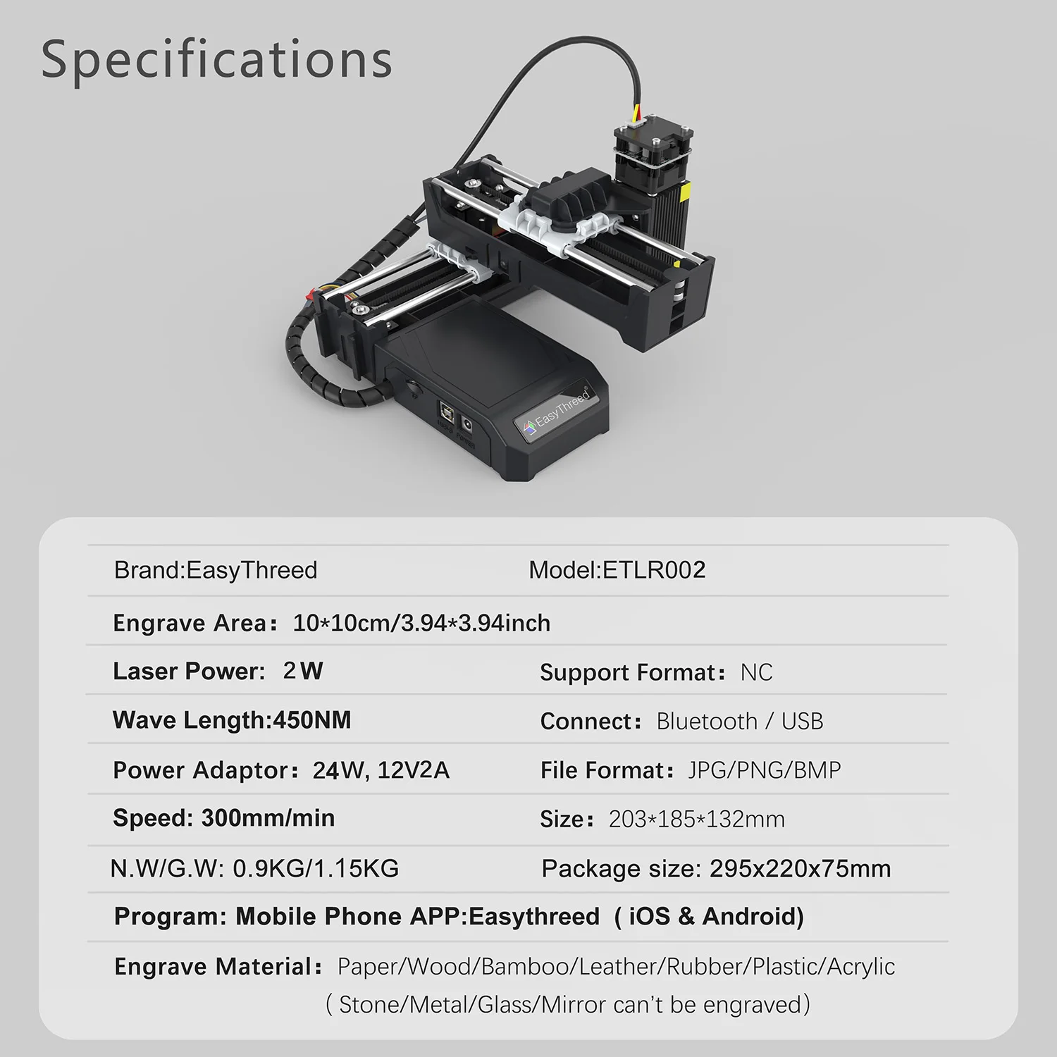 Portable Laser Engraving Machine for Wood Acrylic Leather Bluetooth USB APP Control 2W CNC US EU Local Shipping Poland Warehouse