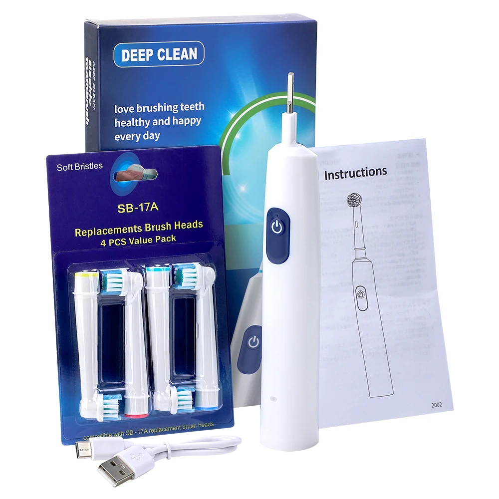 Smart Rotating Timing Electric Toothbrush, Rechargeable Rotary Toothbrush with 4 Heads, 5 Modes Setting Teeth Whitening Oral Car