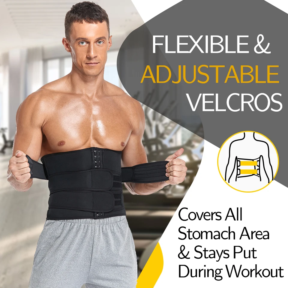 Men Waist Trainer Slimming Body Shaper Fitness Belt Weight Loss Fat Burning Sport Girdle Sweat Trimmer Workout Cincher Shapewear