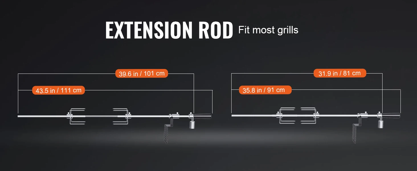 SucceBuy 39-56inch Universal Grill Rotisserie Kit for Grills Electric BBQ Grill w/Motor Stainless Steel Automatic Grilling Kit