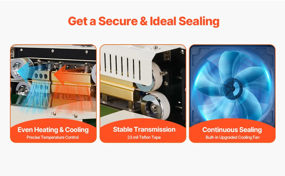 SucceBuy Automatic Horizontal Band Sealer Continuous Bag Band Sealing Machine with Count Function for 0.02-0.8 mm Plastic Bags