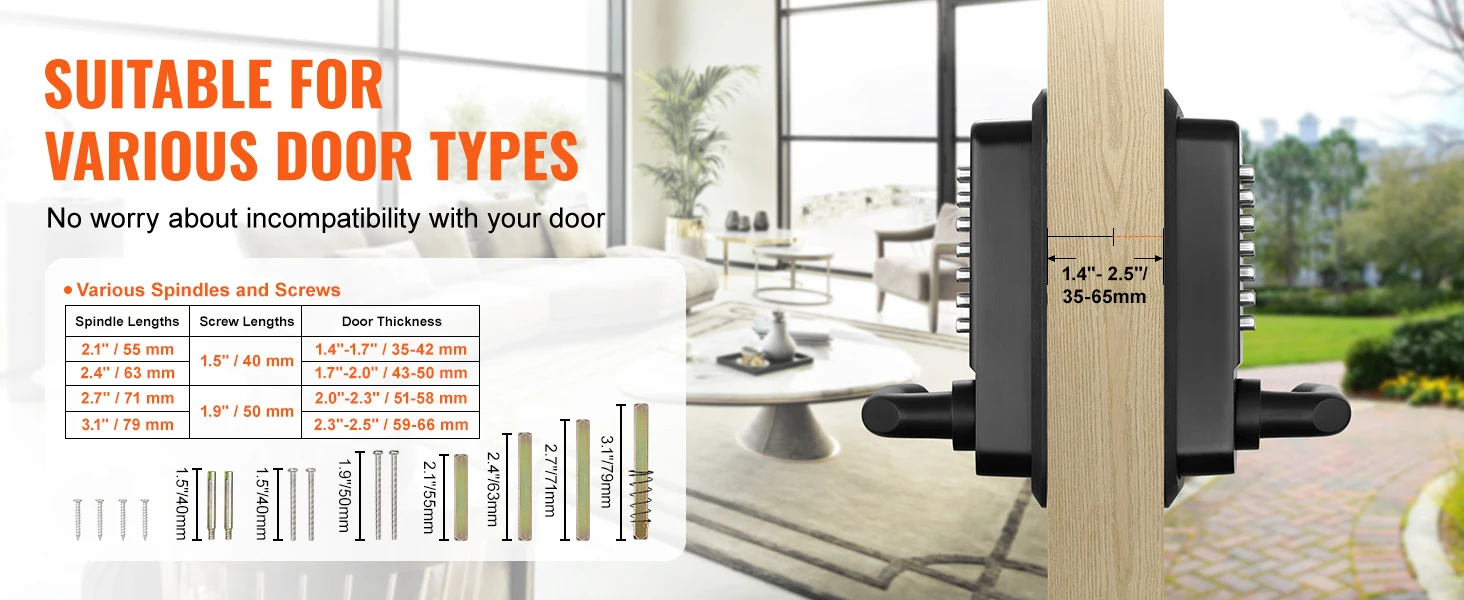 SucceBuy Mechanical Keyless Entry Door Lock Single/Double -Sided 14 Digit Keypad and Handle Embedded