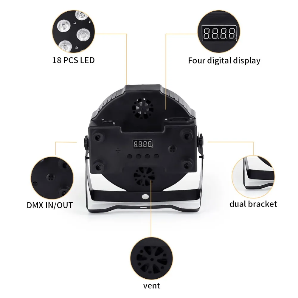 4PCS 7x18W LED Flat SlimPar RGBWA UV Light 6in1 LED Wash DJ Light Stage Dmx512 Stage Lighting