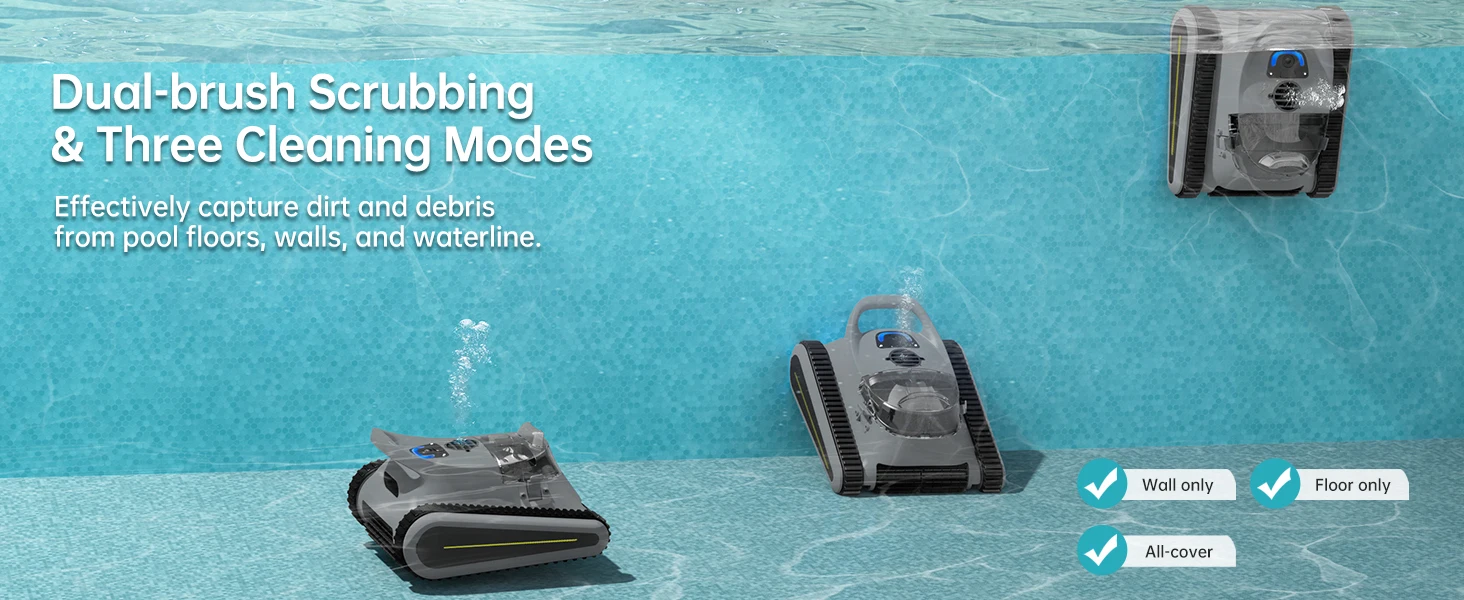 (2025 New) Seauto Crab Pro Cordless Robotic Cleaner, for Inground Pools up to 2000 Sq.ft, All and Waterline Cleaning Vacuum