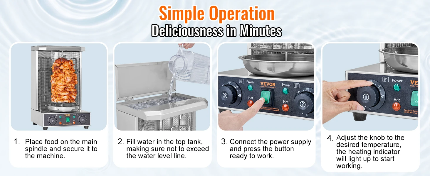 SucceBuy Shawarma Grill Machine 13lbs Chicken Shawarma Cooker Machine Electric Vertical Broiler Gyro Rotisserie Oven Doner Kebab
