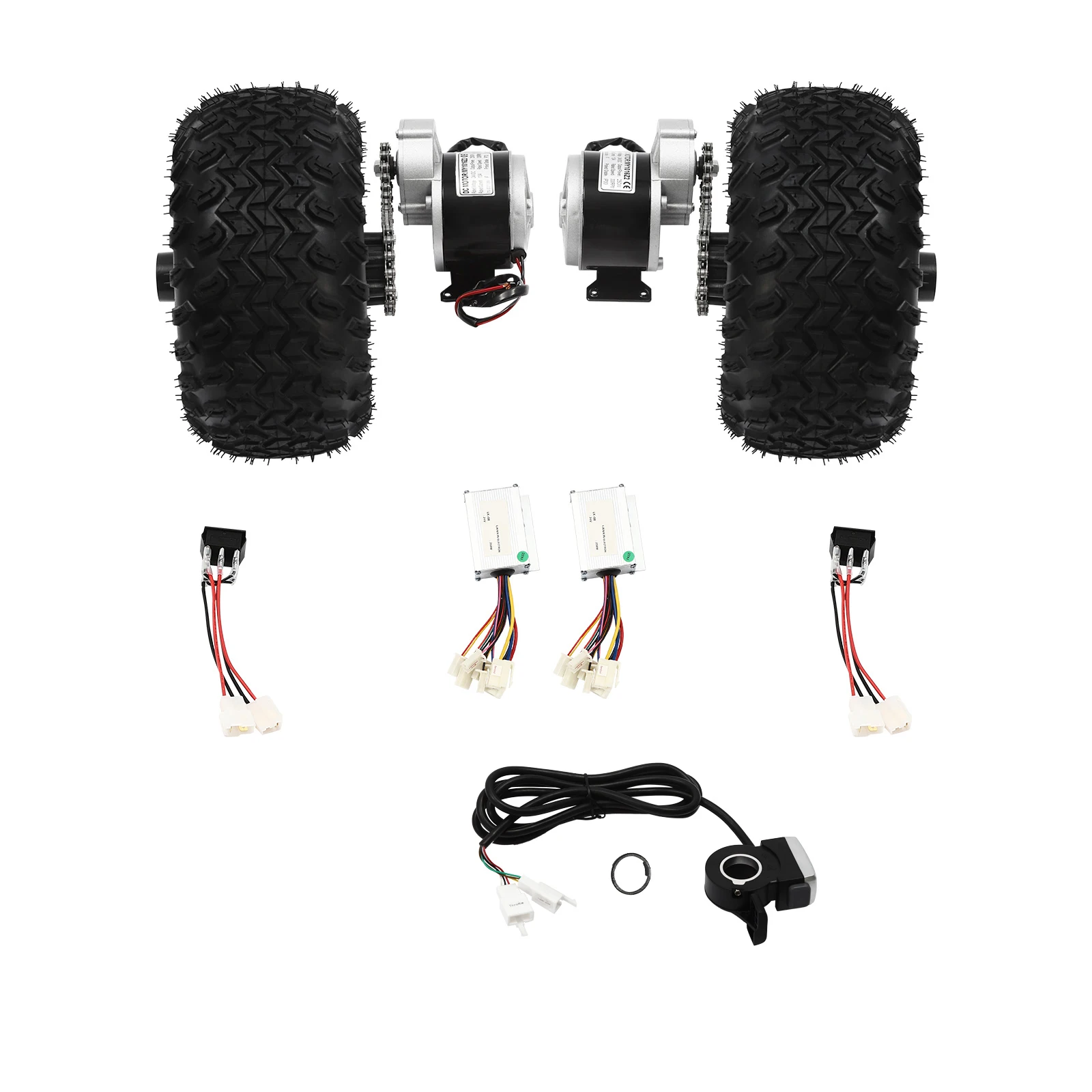 24V/250W 36V/350W Electric Scooter Conversion Kit 10" Dual Wheels Brush Gear Motor Drive Air Wheel w/Reverse Gear+Thumb Throttle