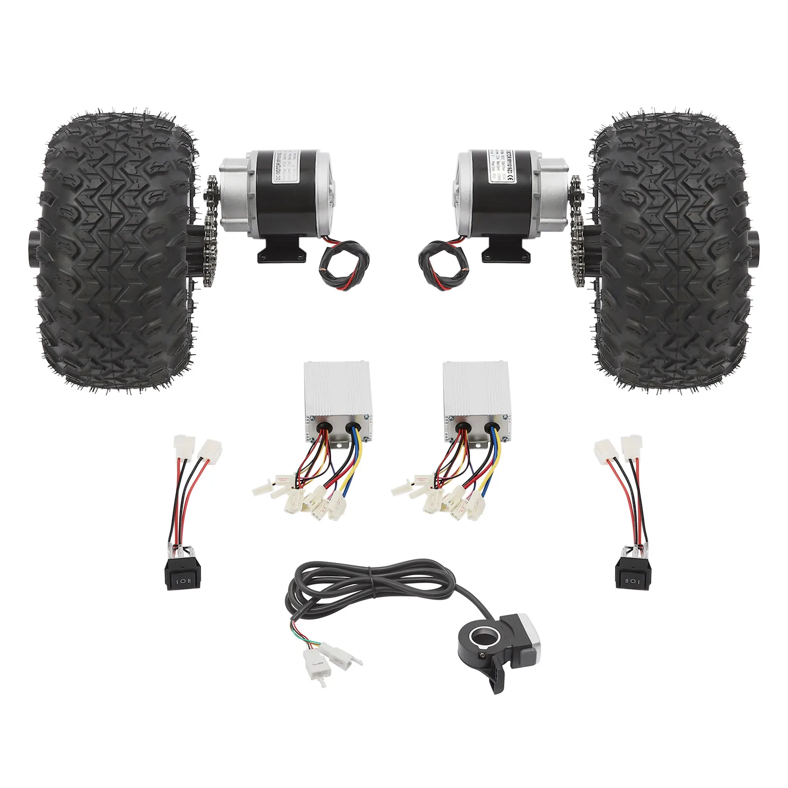 24V/250W 36V/350W Electric Scooter Conversion Kit 10" Dual Wheels Brush Gear Motor Drive Air Wheel w/Reverse Gear+Thumb Throttle