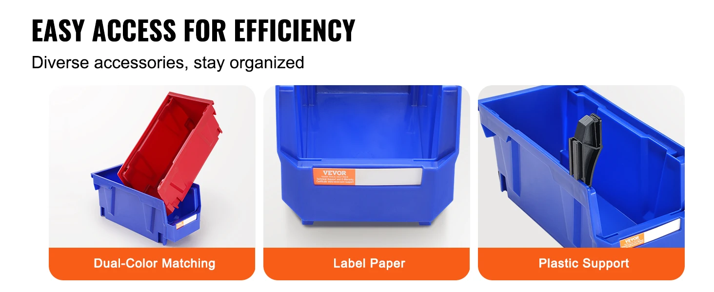 SucceBuy Parts Bin 12pcs 5x5x10in Blue/Red Stackable Plastic Garage Tool Storage Box Container Organizer Bin for Closet Garage