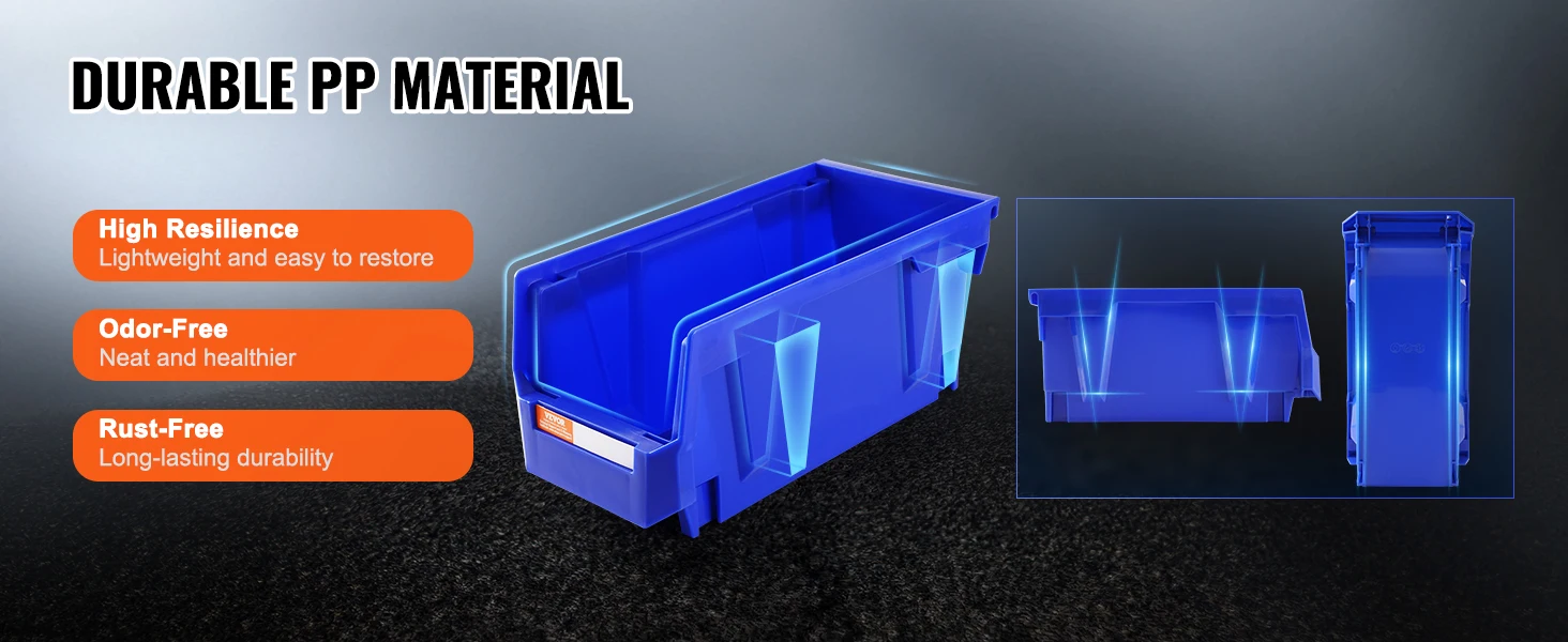 SucceBuy Parts Bin 12pcs 5x5x10in Blue/Red Stackable Plastic Garage Tool Storage Box Container Organizer Bin for Closet Garage