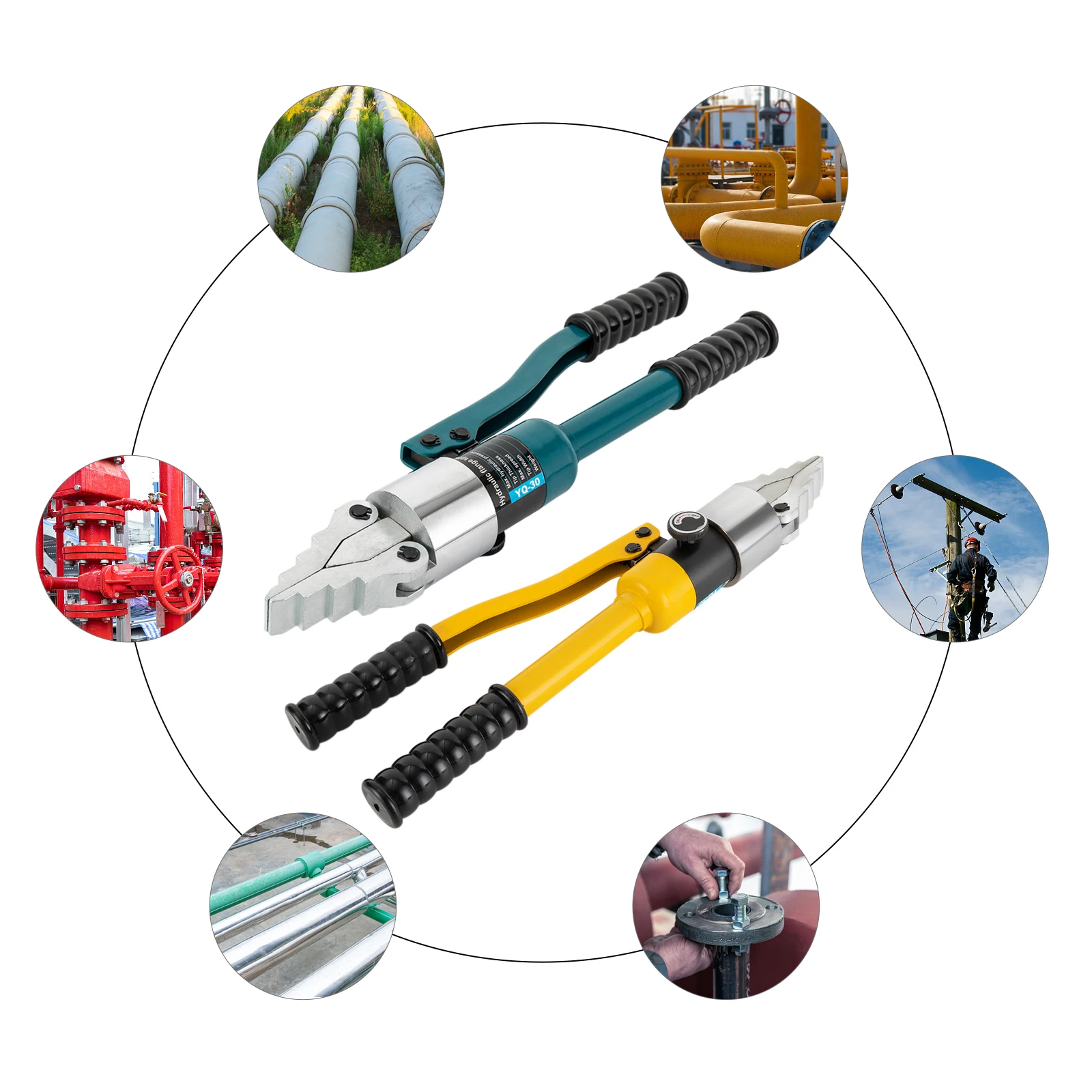YQ-30 8T 30MM Portable Hydraulic Spreader Separator Kit Hand-held Integrated Manual Flange Dividing Tool Set Blue/Yellow