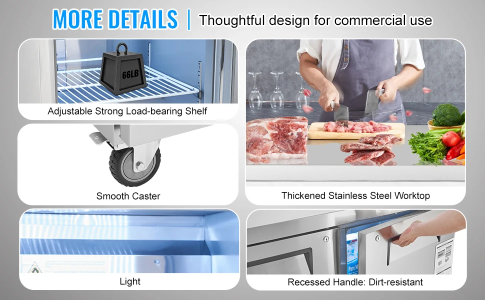 SucceBuy 72" Commercial Refrigerator Sandwich & Salad Prep Table 20Cu.Ft Food Prep Frost Free Refrigerator for Restaurant Bar