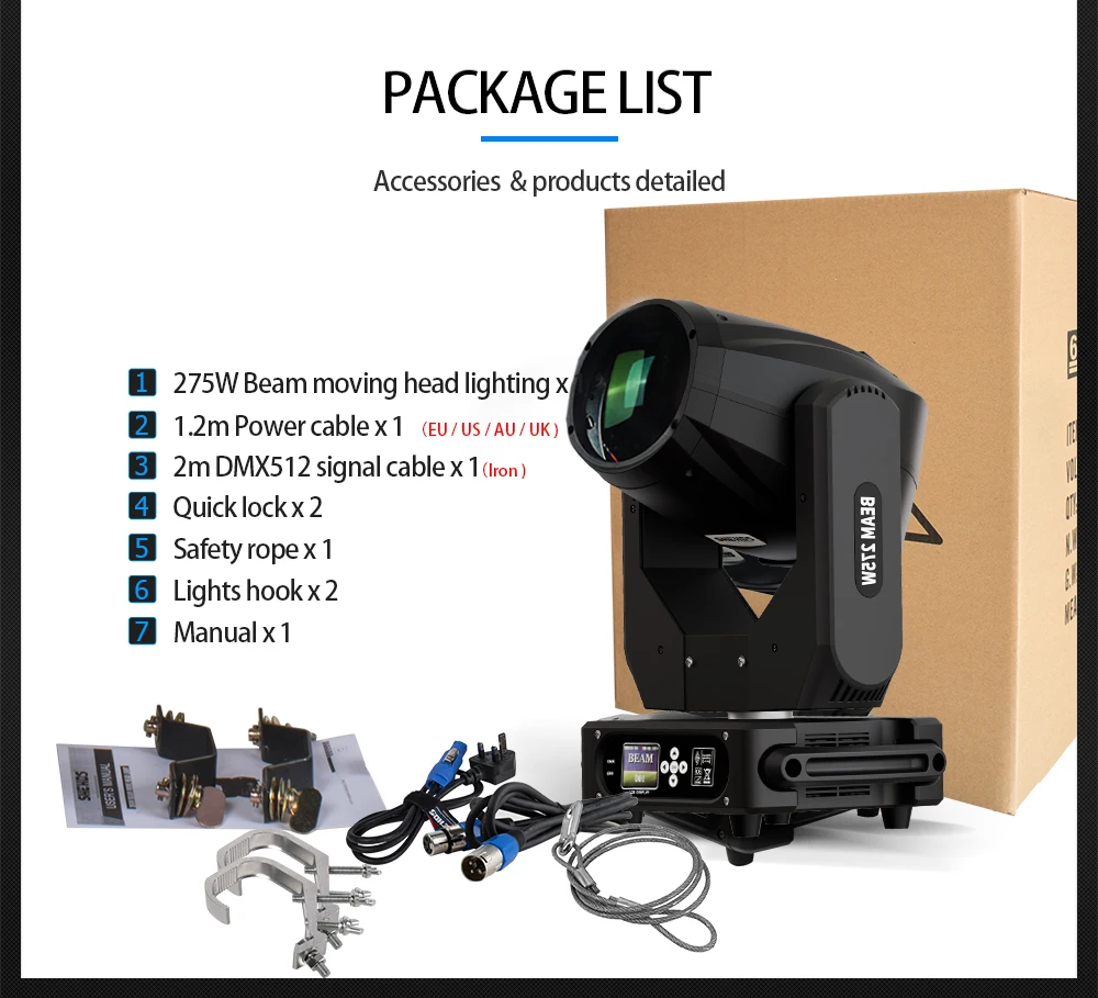 SHEHDS Bulb Beam 275W 10R Moving Head Lighting for DJ Projector Disco Professional Stage Equipment
