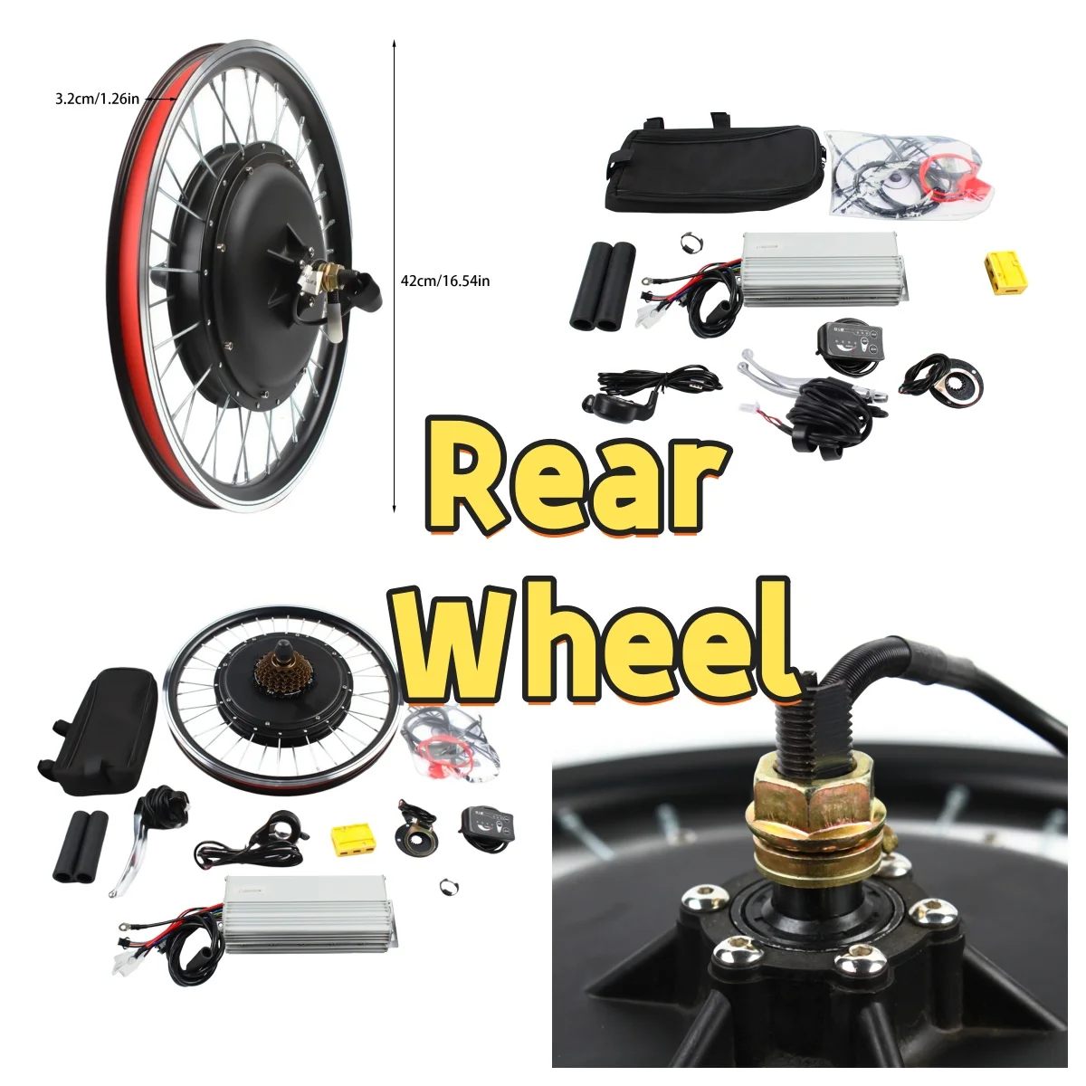 20" 48V 1000W Front/Rear Wheel Conversion Ki Powerful Hub Motor Kit with SW-810LED Display