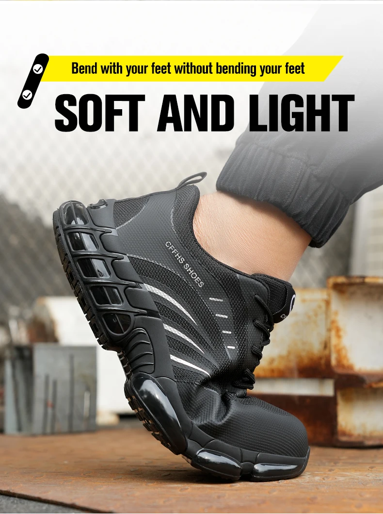 Breathable, lightweight and comfortable anti-smash and anti-puncture safety shoes