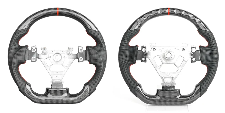 Carbon Fiber Steering Wheel Perforated Leather Fit For Nissan 350z 2003-2008 Flat Bottom Racing Wheel