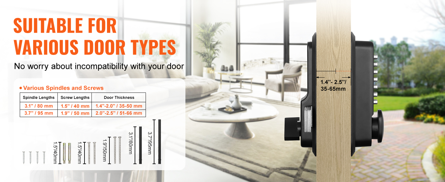SucceBuy Mechanical Keyless Entry Door Lock 14 Digit Keypad Outdoor Gate Door Locks Set with Surface-mounted Latch Door Lock