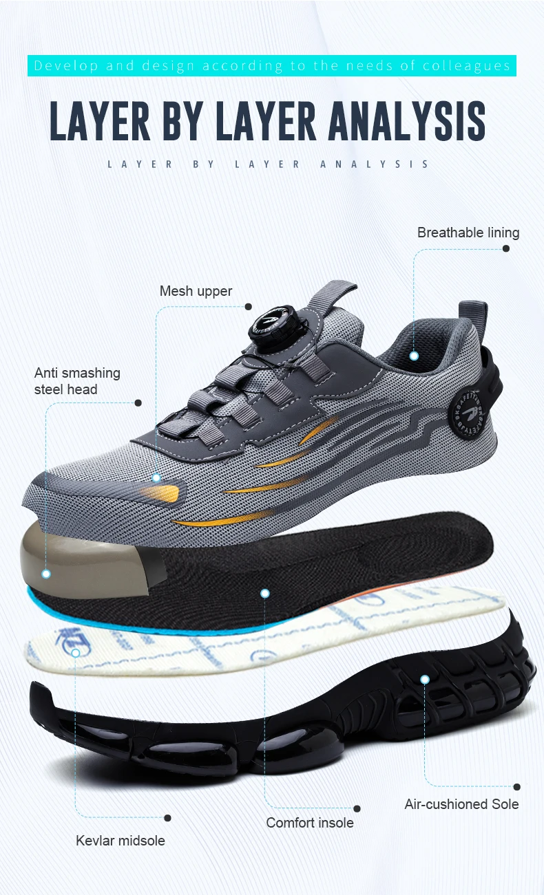 Breathable lace-free soft sole comfortable anti-smash anti-puncture labour insurance shoes