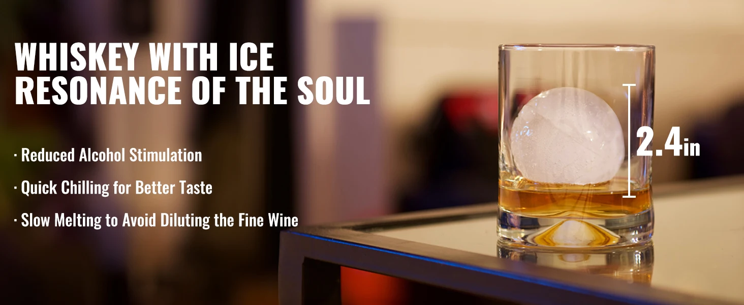 SucceBuy 60mm Ice Ball Press Maker Spherical Whiskey Tray Mould Bubble-Free Making Mold Crystal Ice Ball Box for Bar Cocktail