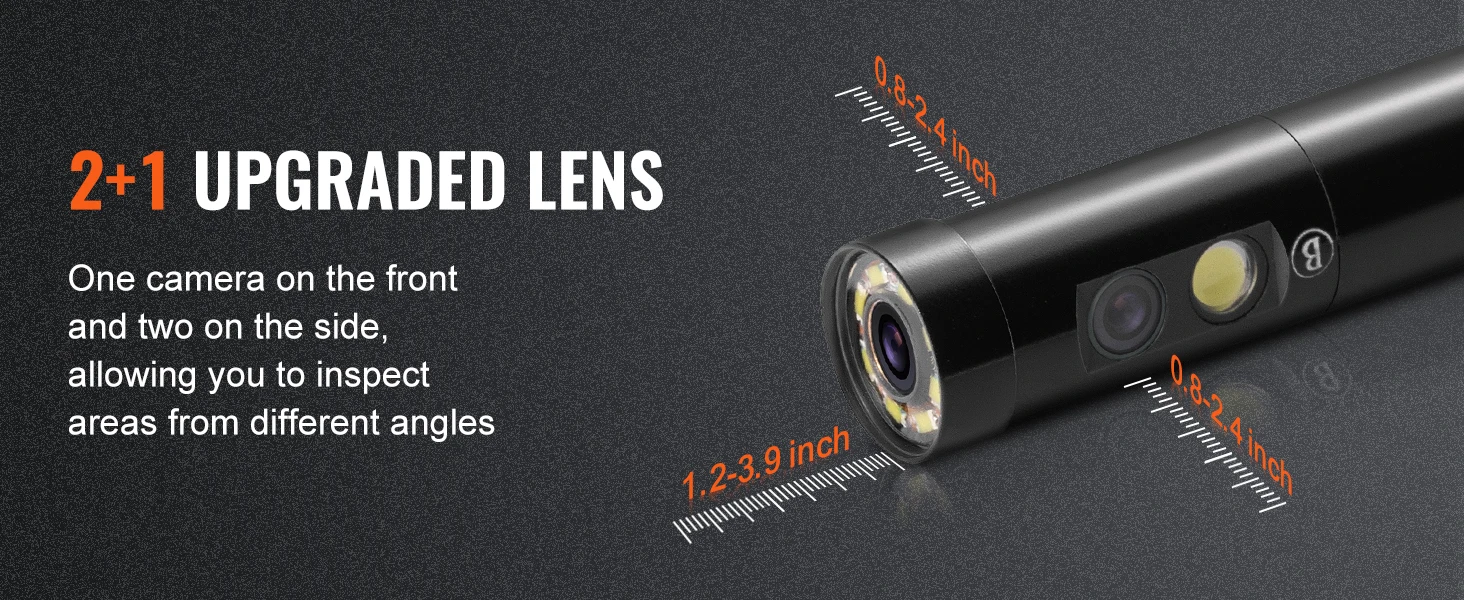 SucceBuy Triple Lens Borescope Camera 1080P 4.5" IPS Screen Endoscope Inspection Camera w/ IP67 Waterproof Industrial Endoscope
