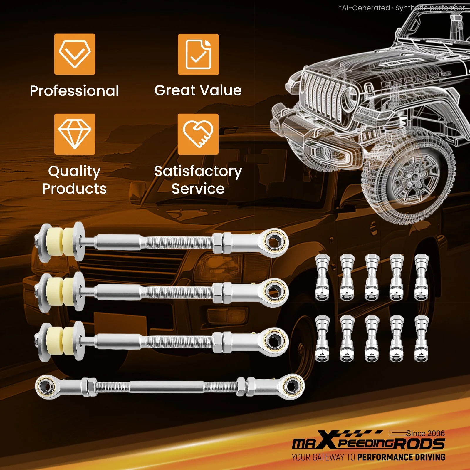 4x Front +Rear HD Sway Bar Extension Kit for Nissan Patrol GU Y61 2-8"inch Lift