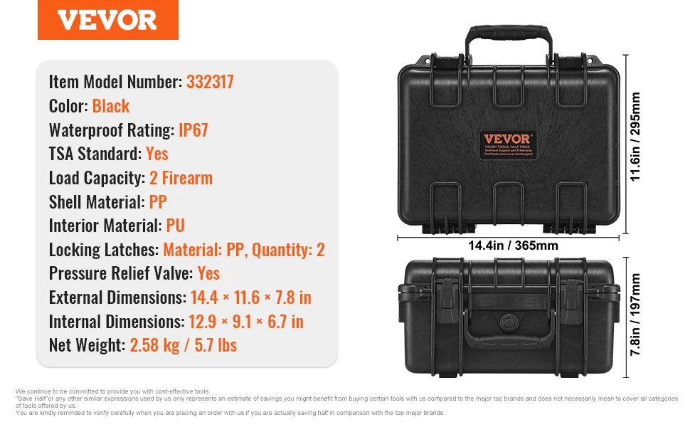 SucceBuy Hard Pistol Cases w/ Pre-cut PU Foam Lining Waterproof Dustproof Hard Gun Case for 1/2/5/6 Pistol Lockable Pistol Case