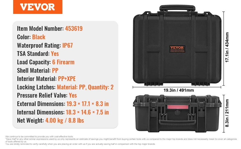 SucceBuy Hard Pistol Cases w/ Pre-cut PU Foam Lining Waterproof Dustproof Hard Gun Case for 1/2/5/6 Pistol Lockable Pistol Case