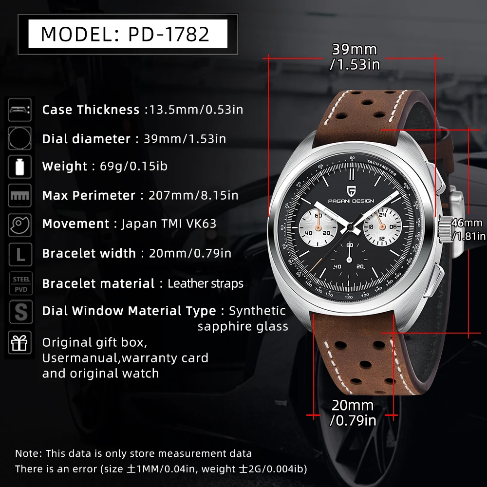 PAGANI DESIGN Men's Watches Retro Panda Dial Quartz Watch Men Japan VK63 Chronograph Sapphire glass Wrist Watch Men 2024 New