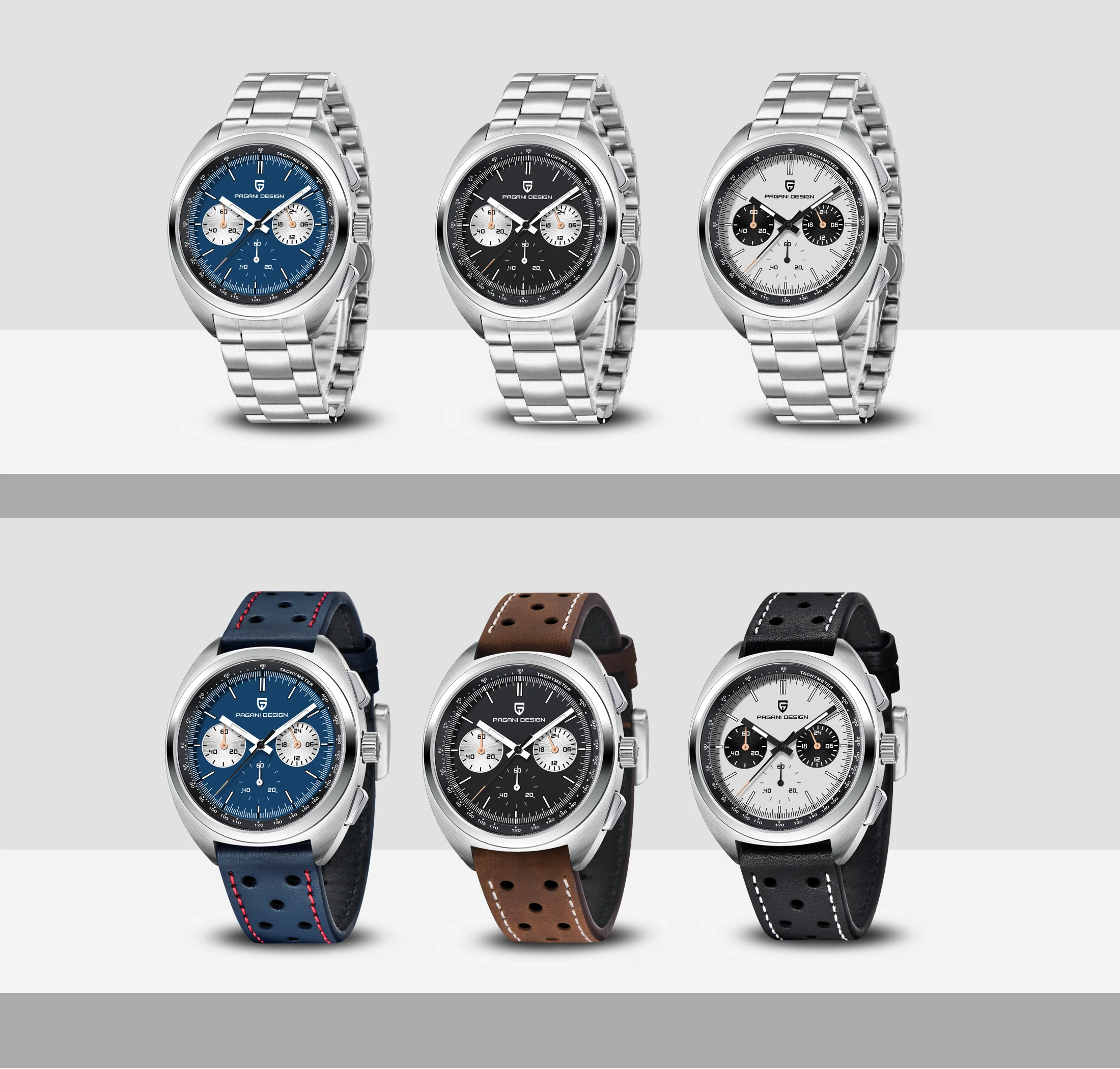 PAGANI DESIGN Men's Watches Retro Panda Dial Quartz Watch Men Japan VK63 Chronograph Sapphire glass Wrist Watch Men 2024 New