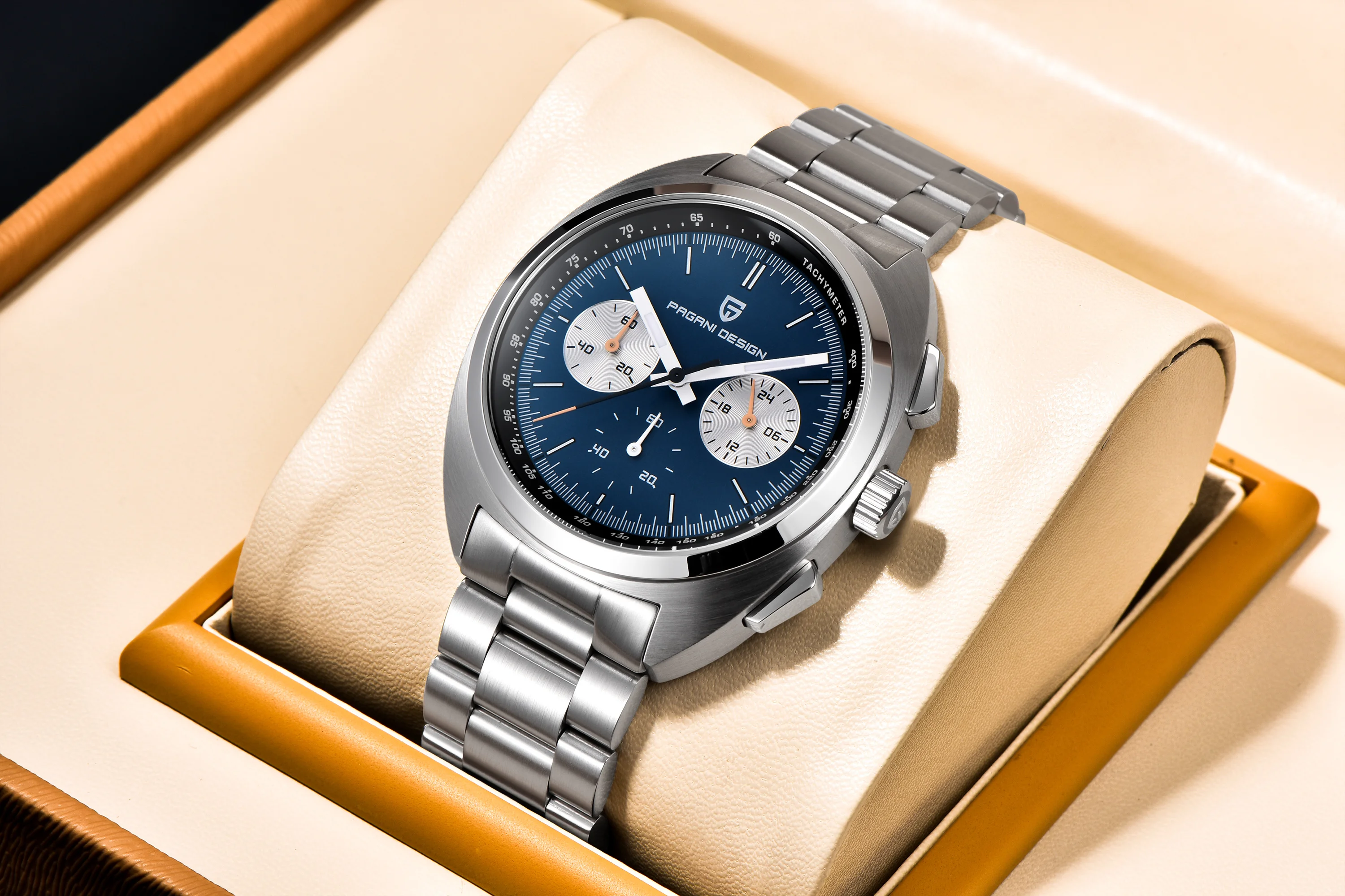 PAGANI DESIGN Men's Watches Retro Panda Dial Quartz Watch Men Japan VK63 Chronograph Sapphire glass Wrist Watch Men 2024 New