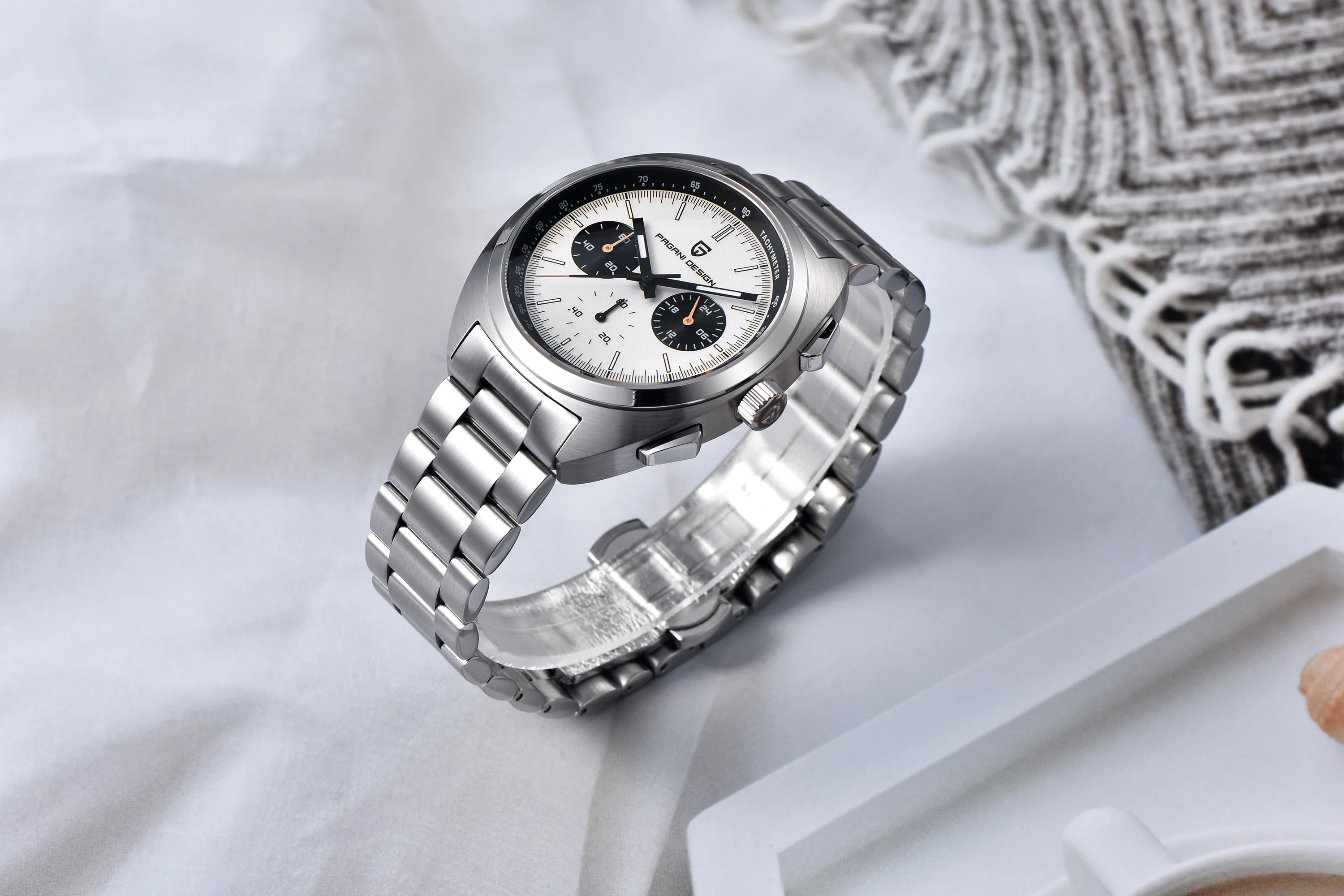 PAGANI DESIGN Men's Watches Retro Panda Dial Quartz Watch Men Japan VK63 Chronograph Sapphire glass Wrist Watch Men 2024 New