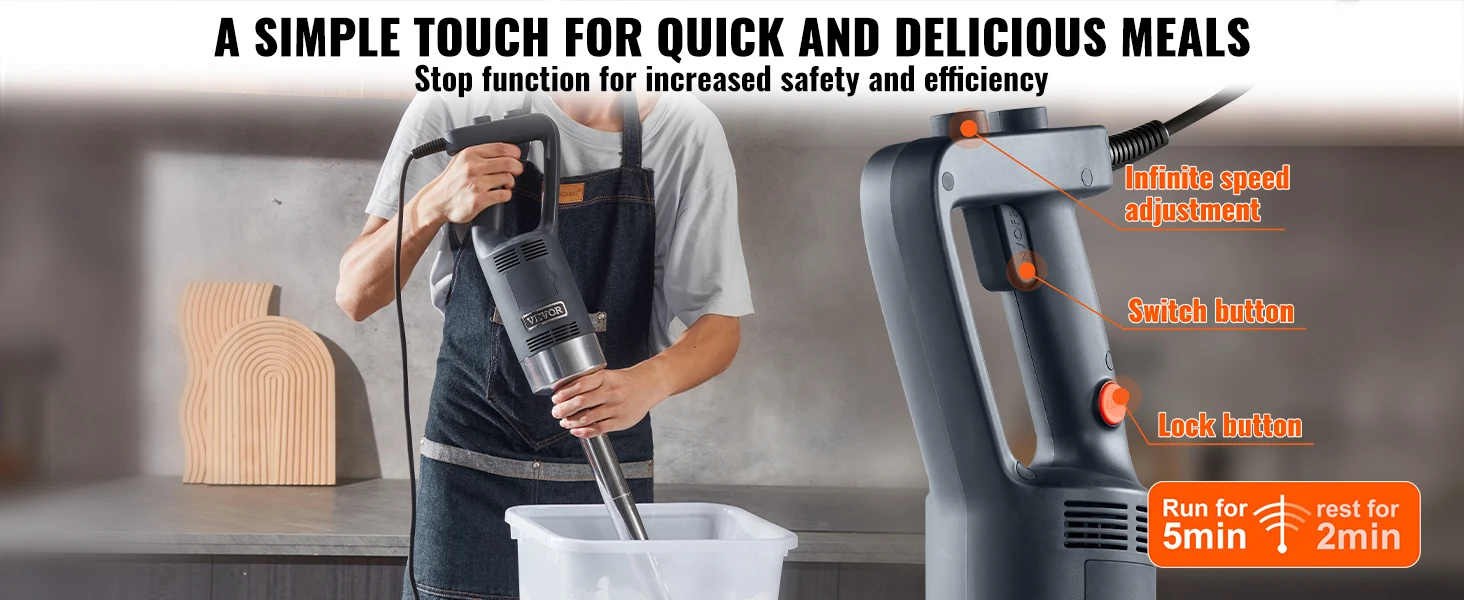 SucceBuy 16" Commercial Immersion Blender Heavy Duty Hand Mixer Multi-Purpose Portable Mixer for Soup Smoothie Puree Baby Food