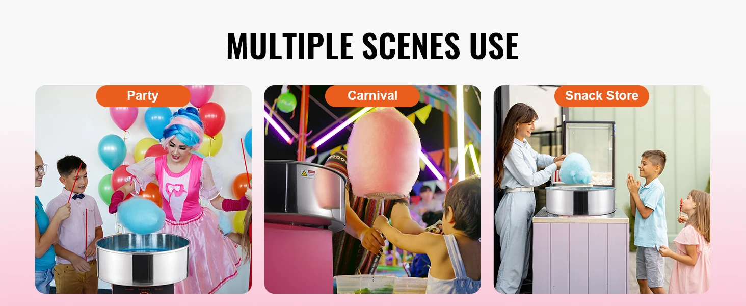 SucceBuy Electric Cotton Candy Machine Candy Floss Maker Commercial Cotton Candy Machine w/ Stainless Steel Bowl and Sugar Scoop