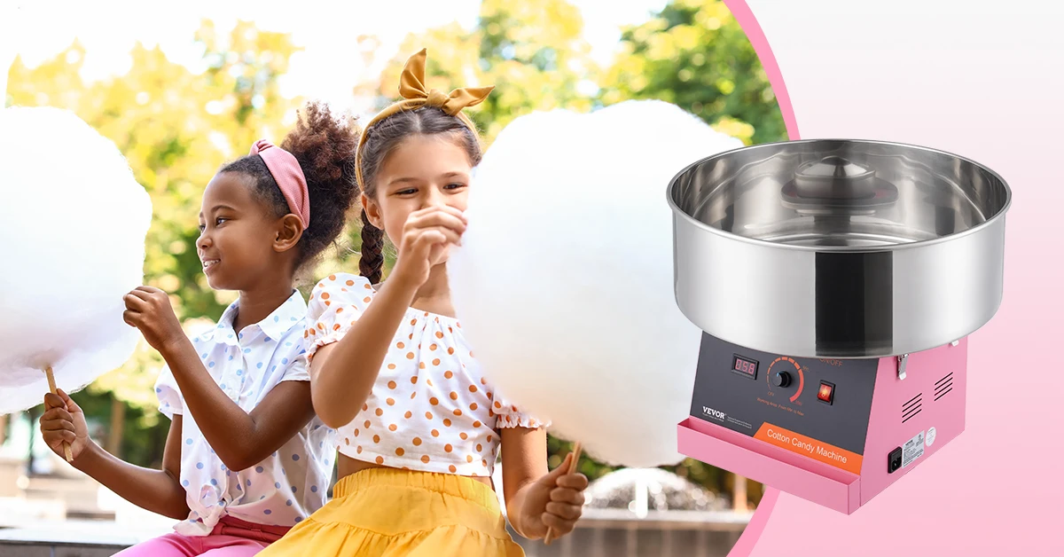 SucceBuy Electric Cotton Candy Machine Candy Floss Maker Commercial Cotton Candy Machine w/ Stainless Steel Bowl and Sugar Scoop