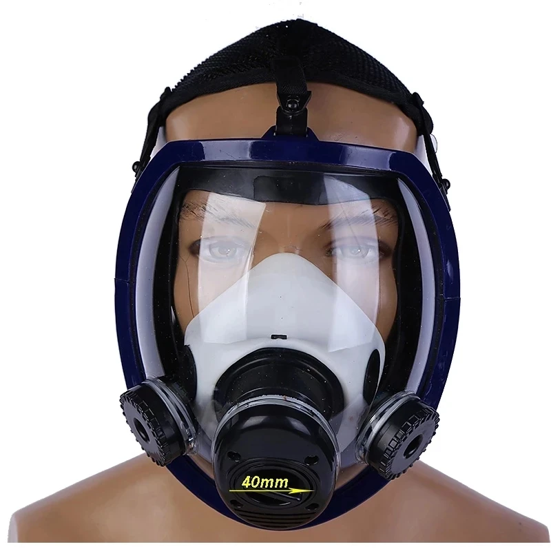 Full Face Respirator Gas Mask 40 mm Activated Carbon Filter Canister Suitable for Fumes Chemical, Spray Paint, Tactical-Survival