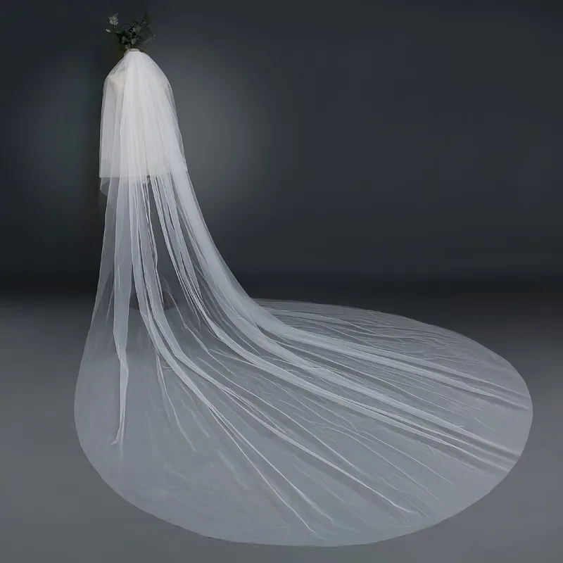Wholesale Long Wedding Veil 3 Meter Bridal Veil Cathedral with Comb Two Layer Cut Edge Bride Veils Complementos De Boda