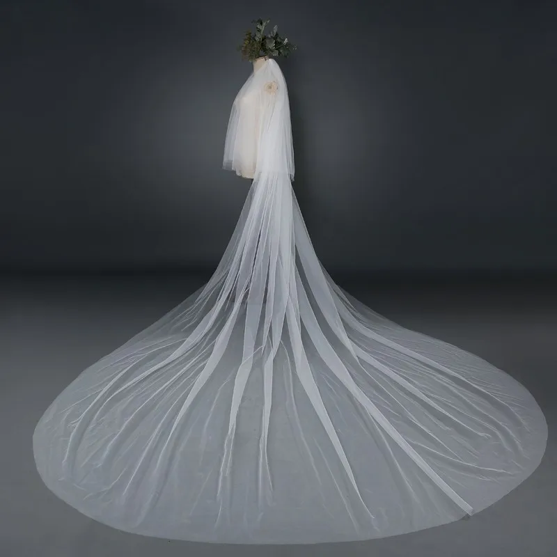 Wholesale Long Wedding Veil 3 Meter Bridal Veil Cathedral with Comb Two Layer Cut Edge Bride Veils Complementos De Boda