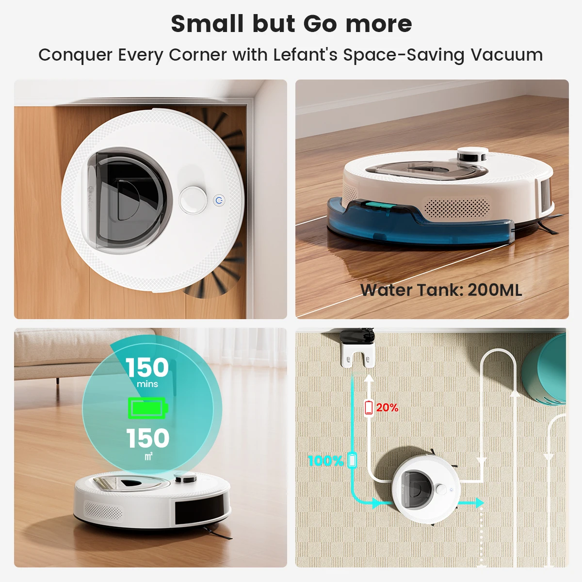 Lefant M330S Robot Vacuum and Mop, Upgraded LiDAR Navigation, 6000Pa Strong Suction , Self-Charge, WiFi/Alexa/APP, Multi-Surface