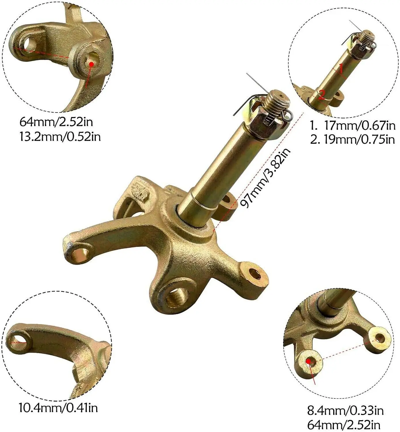 125-250cc ATV Front Steering Knuckle Kit-High-Strength Steel,2 Spindles+2 Disc Rotors+1 Caliper,Durable for Off-Road&Direct Fit