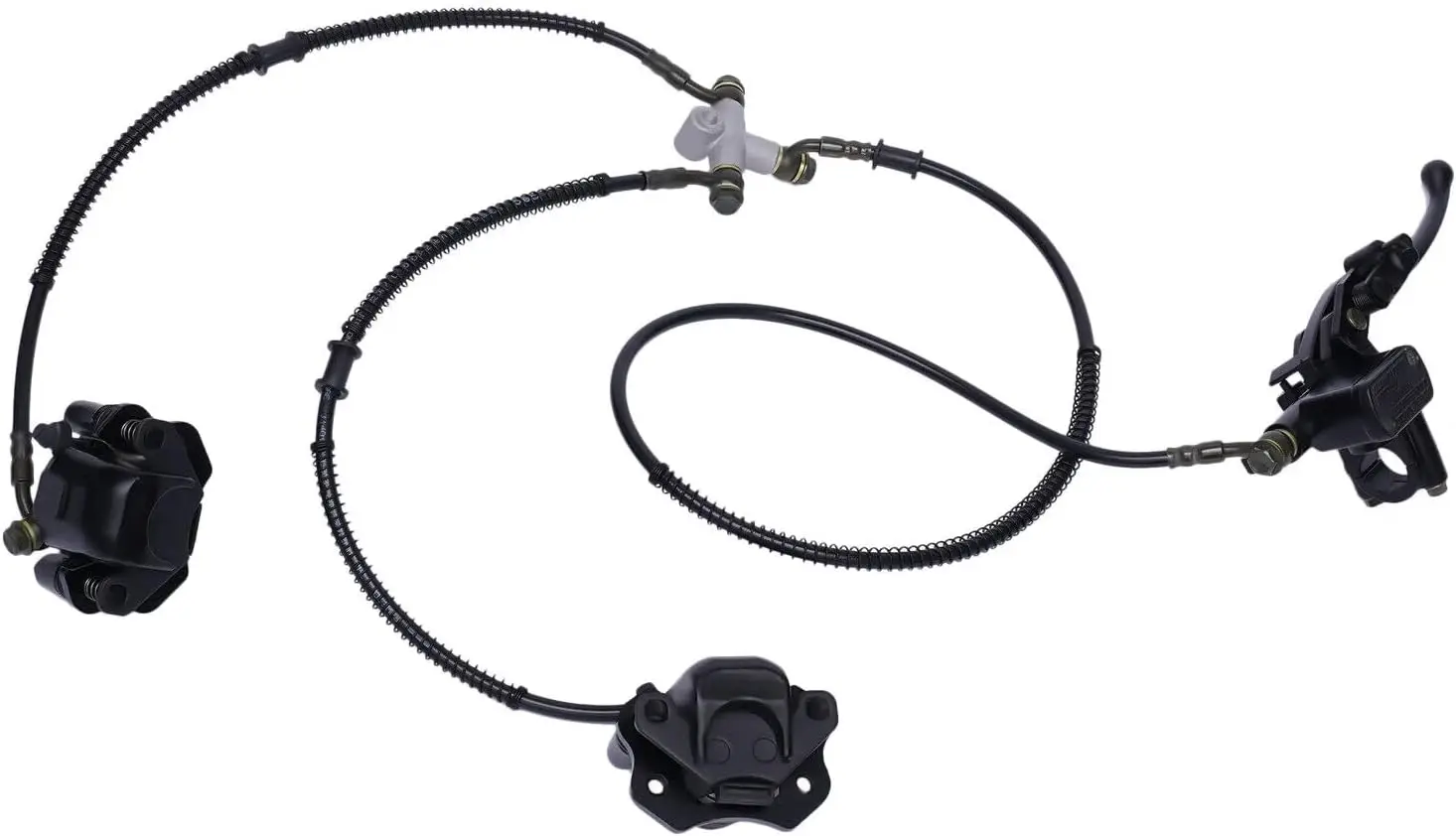 125-250cc ATV Front Steering Knuckle Kit-High-Strength Steel,2 Spindles+2 Disc Rotors+1 Caliper,Durable for Off-Road&Direct Fit