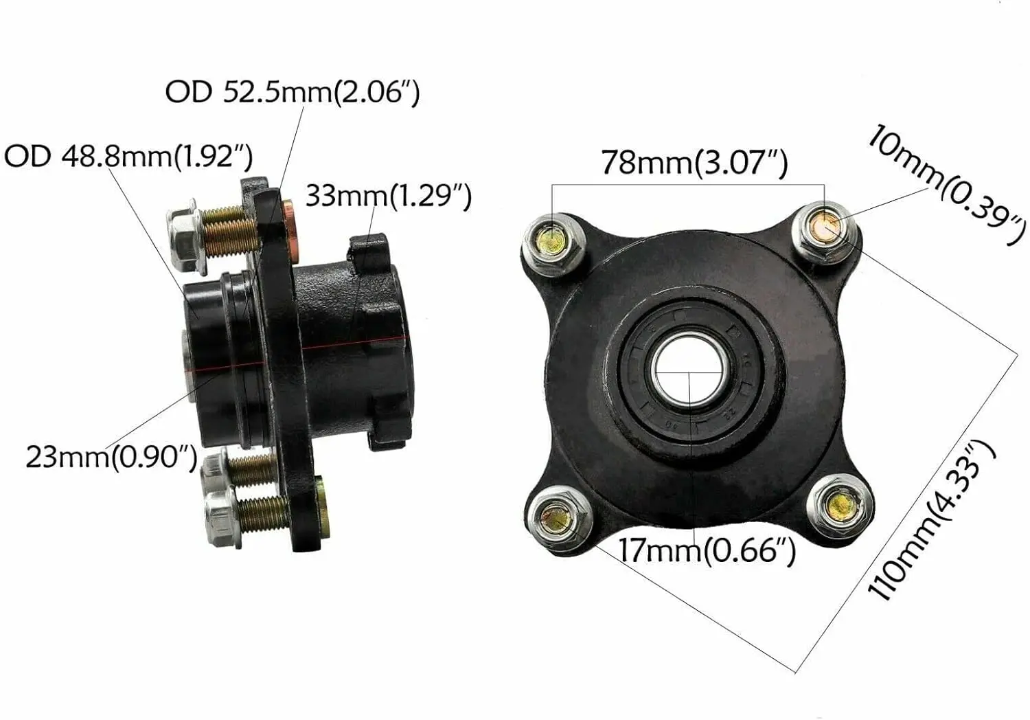 125-250cc ATV Front Steering Knuckle Kit-High-Strength Steel,2 Spindles+2 Disc Rotors+1 Caliper,Durable for Off-Road&Direct Fit