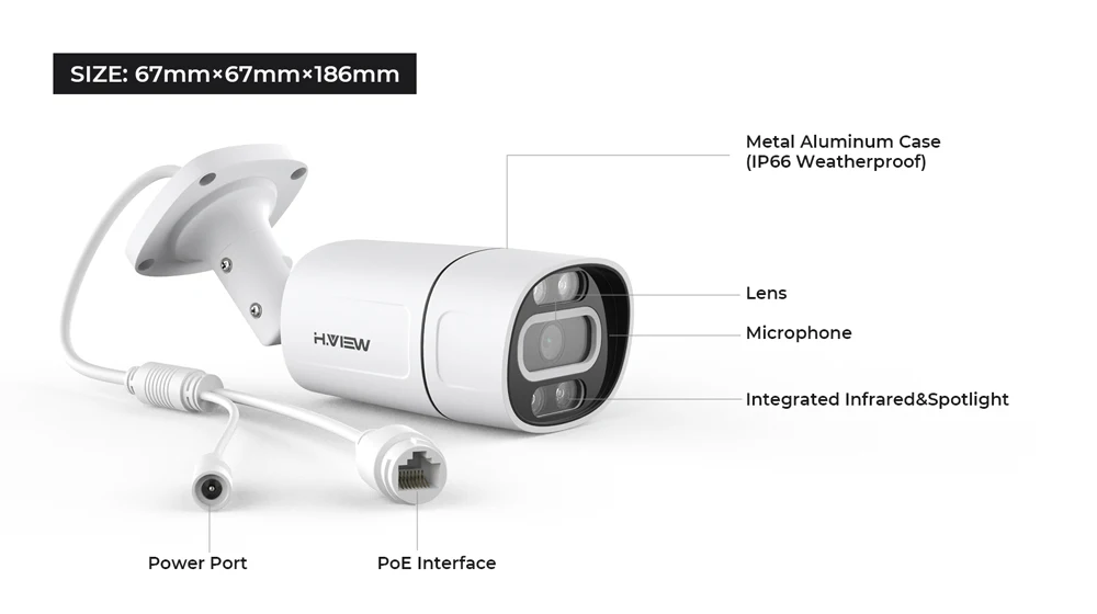 H.View 4K 5Mp 8Mp Poe CCTV Security Camera System Home Video Surveillance Kit 8Ch NVR Audio Outdoor IP Camera XMEYE App