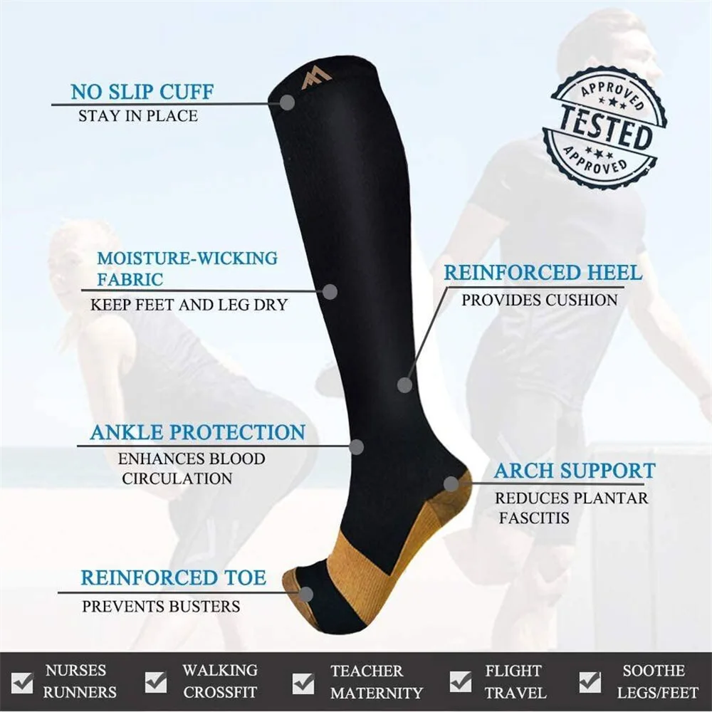 4 Pair Compression Stockings Men Women Socks Fit Pregnancy Edema Varicose Veins Hiking Running Flight Marathon Sports Socks