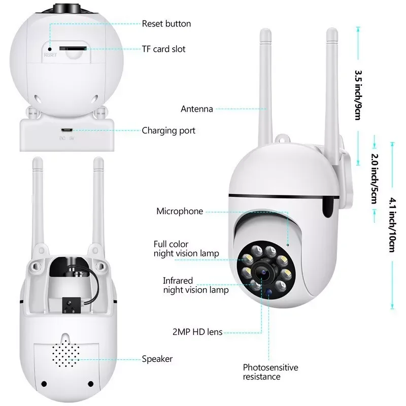 1/4pcs set Video Surveillance Camera System Wireless 5G WiFi Smart Outdoor Night Vision Home Waterproof Security Camera