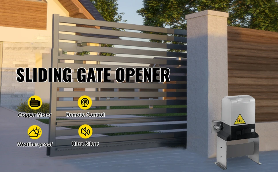 SucceBuy Sliding Gate Opener Electric Operator AC600 1400 lbs with 2 Remote Controllers Move Speed 43 ft Per Min Basic Model