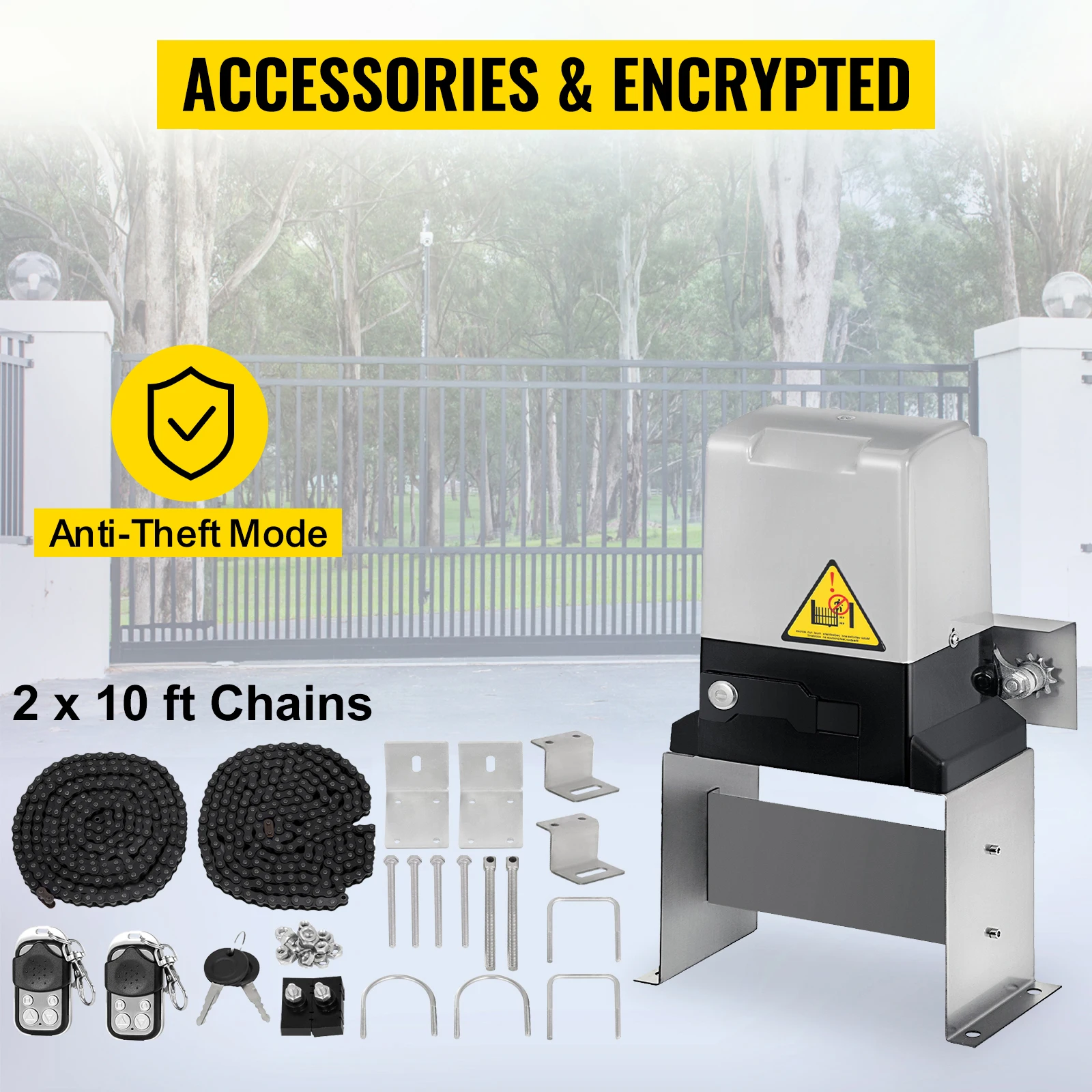 SucceBuy Sliding Gate Opener Electric Operator AC600 1400 lbs with 2 Remote Controllers Move Speed 43 ft Per Min Basic Model