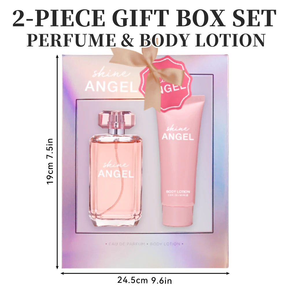 Eau De Parfum Spray and Body Lotion Gift Set Women's Fragrance Sets 3.4 Oz EDP Spray 2.8 Oz Body Cream Shine Angel 2 Pcs Gifts