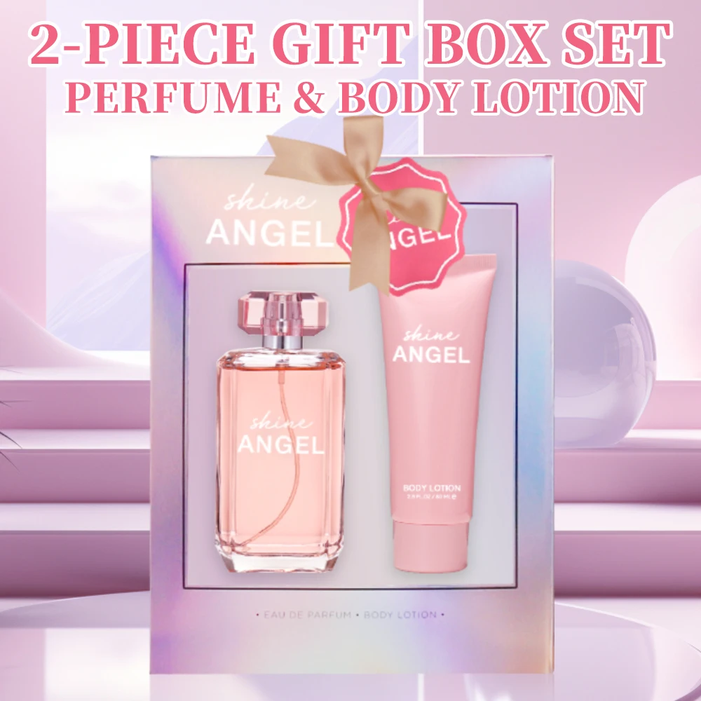 Eau De Parfum Spray and Body Lotion Gift Set Women's Fragrance Sets 3.4 Oz EDP Spray 2.8 Oz Body Cream Shine Angel 2 Pcs Gifts