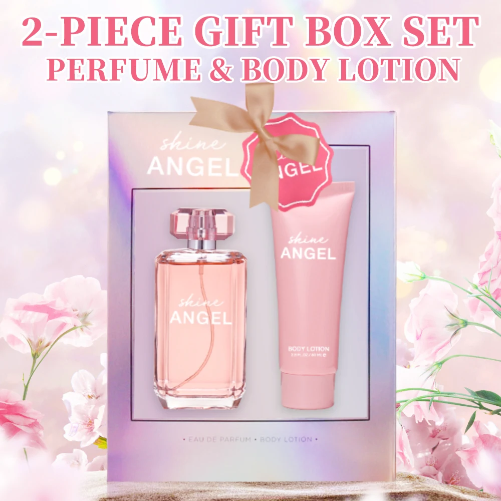 Eau De Parfum Spray and Body Lotion Gift Set Women's Fragrance Sets 3.4 Oz EDP Spray 2.8 Oz Body Cream Shine Angel 2 Pcs Gifts