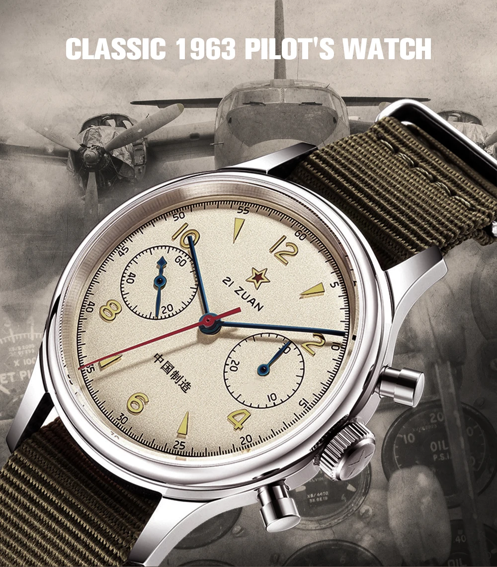 Seakoss Men 1963 Chronograph 38mm 40mm Acrylic Sapphire Glass Luminous Seagull ST1901 Movement Pilot Aviation Mechanical Watches